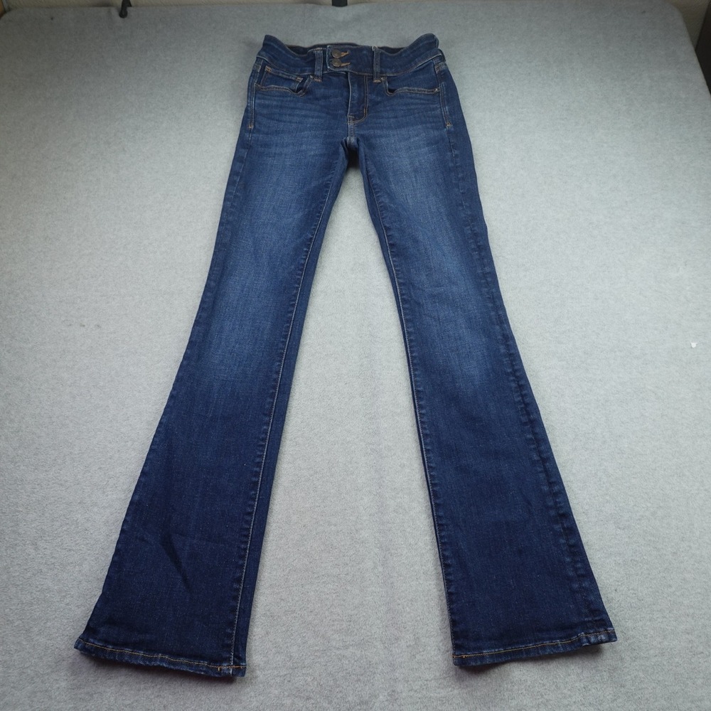 American Eagle Jeans Womens 2 Regular Dark Wash Kick Boot Stretch Real Good